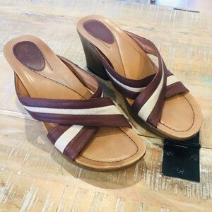 Dansko Leather Necci Sandals 41 brown tan wedge